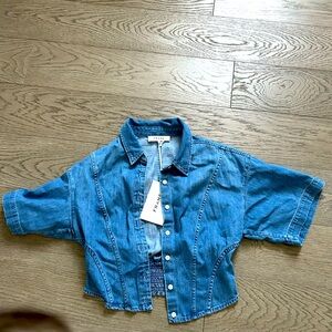 Cropped short sleeve jean jacket